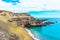 View of the beach Papakolea green sand beach, Hawaii, USA. Copy space for text