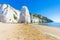 View of beach Pizzomunno rock, at Apulia, South Italy