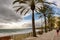 View of beach promenade in Marbella, southern Spain.