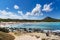 View of the beach and the rocks of Cala Agulla Majorca Spain