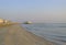 view of the beach in Senigallia, Italy, Rotonda a mare, pier at sunrise. Landscape in the morning