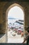 View of the beach in the Sicilian town of Cefalu