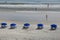 View of beachgoers and shade umbrellas, Jacksonville Beach, Florida,2015