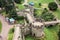 View of the Bear and Clarence Towers from the top of Warwick Castle. England