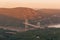 View of the Bear Mountain Bridge over the Hudson River from Popolopen Torne, in the Hudson Valley, New York