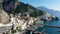 View of beautiful Amalfi town, Campania, Italy. Amalfi coast is most popular travel and holiday destination in Europe. Amalfi