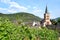 view of beautiful ancient European German Bacharach city, Old Post Compound With Postenturm, Grape Escape Rhine Valley, slate