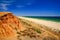 View on the beautiful beach Praia da Rocha Baixinha Nascente in Algarve, Portugal