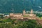 View of beautiful city of Bellinzona in Switzerland with Castelgrande castle from Montebello