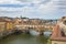 View of the beautiful city Florence with amazing bridge Ponte Vecchio