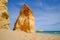 View on beautiful cliff in Algarve. Beach Careanosy in Portimao. Vacation in Portugal