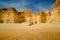 View on beautiful cliffs in Algarve. Beach Careanosy in Portimao. Vacation in Portugal