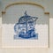 View of a beautiful decorated azulejo tile depicting a Portuguese caravel ship