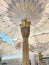 View of beautiful electric umbrella or canopy at Nabawi Mosque in Madinah Saudi Arabia