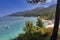 View of the beautiful Fava beach in Vourvourou at Chalkidiki, Greece