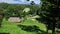 View of a beautiful garden in front of Bran Castle, Romania.