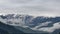 View of beautiful glacier, mountains with fog and cloudy weather in manali