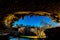 A View of Beautiful Hamilton Pool, Texas, in the Fall, inside the Grotto of the Sinkhole