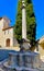 view of the beautiful hilltop town of Gourdon in the south of France