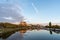 View of Beautiful historic town of Auxerre on sunrise time in Burgundy, France