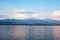 View of a beautiful lake with snowy Tatras in the background