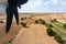 View of beautiful landscape , Thar desert from an aeroplane, Rajasthan, India. The propellers and thar desert in the frame. Play