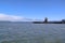 View on beautiful Lighthouse situated near Alcatraz prison. Pacific ocean. USA.