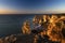 View of the beautiful Marinha Beach Praia da Marinha near Lagoa, Algarve