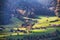 View of beautiful mountain rural landscape in Alps with village