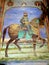 A view of the beautiful painting of the Maharaja on a horse made on the old walls