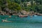 View of beautiful Paleokastritsa Harbour on Corfu Island, Greece