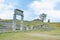 View of beautiful ruins and columns on the hill