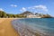 View of beautiful sandy Logaras beach