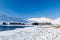 View of beautiful snow covered mountains on a crisp, winters day