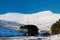 View of beautiful snow covered mountains on a crisp, winters day