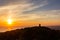 View of the beautiful sunset over the Black Sea coast from the observation tower from Mount Akhun in Sochi, Russia