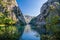 View of beautiful tourist attraction, lake at Matka Canyon in the Skopje surroundings.