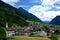 View of beautiful town of Poschiavo in Switzerland