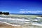 View of beautifull beach in CorfÃ¹ in windy day