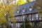 View of a beautifully autumnally coloured birch tree, which stands in the idyllic old town of Goslar