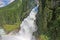 View beauty Alpine inspiring Krimml waterfall in mountains