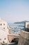 View from behind the fortress walls to the pier with moored boats. Dubrovnik, Croatia