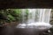 View from behind a waterfall