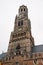 View of Belfort tower from the market square. Bruges, Brussels