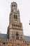 View of Belfort tower from the market square. Bruges, Brussels