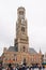 View of Belfort tower from the market square. Bruges, Brussels