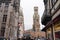 View of Belfort tower from the market square. Bruges, Brussels