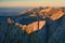 View of Belianske Tatras from Hincova veza peak during autumn in High Tatras mountains