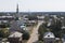 View from the bell tower of the Church of the Entry of the Lord into Jerusalem on Lenin Street and Church of the Nativity in the c