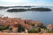 View from the bell tower of the Church of St. Euphemia on the Katarina Island and the Rovinj old town, on the Adriatic Coast Line